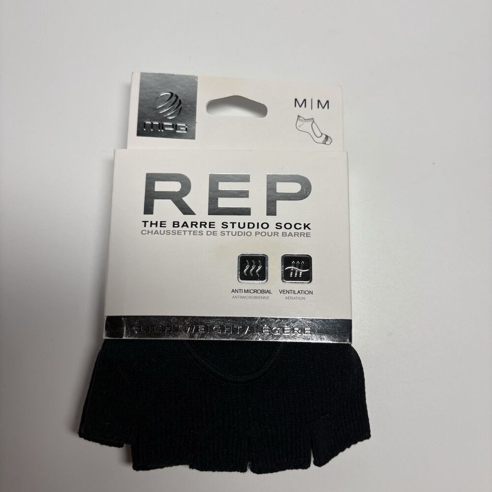 MPG Rep Studio Barre Socks Medium Black Toeless Reinforced Grippers